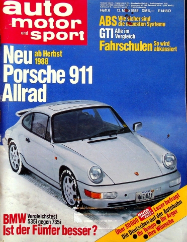 Deckblatt Auto Motor und Sport (06/1988)